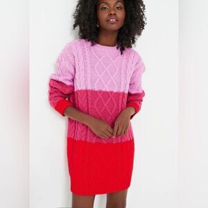 Tuckernuck HYACINTH HOUSE Pink & Red Color Block Scarlett Sweater Dress Sz M